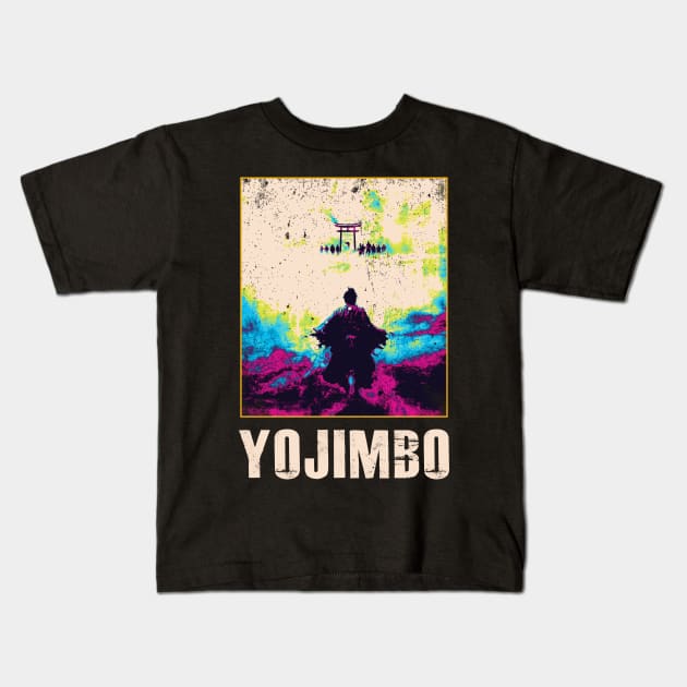 Swordplay Symphony Yojimbos Movie Tee Celebrating Akira Kurosawa's Samurai Masterpiece and Toshiro Mifune's Iconic Ronin Role Kids T-Shirt by Hayes Anita Blanchard